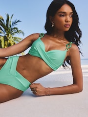 Lipsy Teal Blue Plunge Bikini Top with Trim Detail Straps - Image 3 of 4