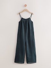 Navy 100% Linen Wide Leg Romper - Image 6 of 8