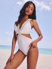 Wit - Lipsy Scuba Elastic Cut Out Swimsuit - Image 1 of 4