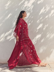 Red Embellished Maxi Kaftan - Image 5 of 6