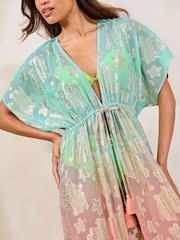 Lipsy Blue Ombre Ombre Jaquard Maxi Beach Kimono - Image 2 of 4