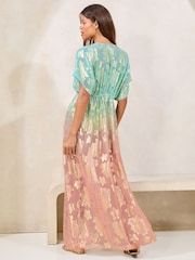 Lipsy Blue Ombre Ombre Jaquard Maxi Beach Kimono - Image 4 of 4