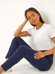 Roman Blue Petite Elastic Waist Ponte Stretch Jeans - Image 1 of 5