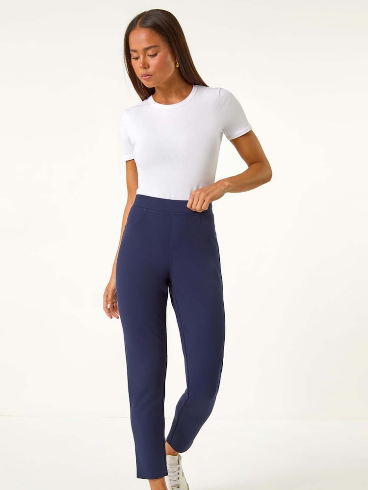Roman Blue Petite Elastic Waist Ponte Stretch Jeans - Image 2 of 5