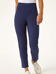 Roman Blue Petite Elastic Waist Ponte Stretch Jeans - Image 4 of 5