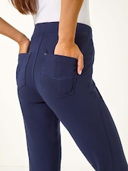 Roman Blue Petite Elastic Waist Ponte Stretch Jeans - Image 5 of 5