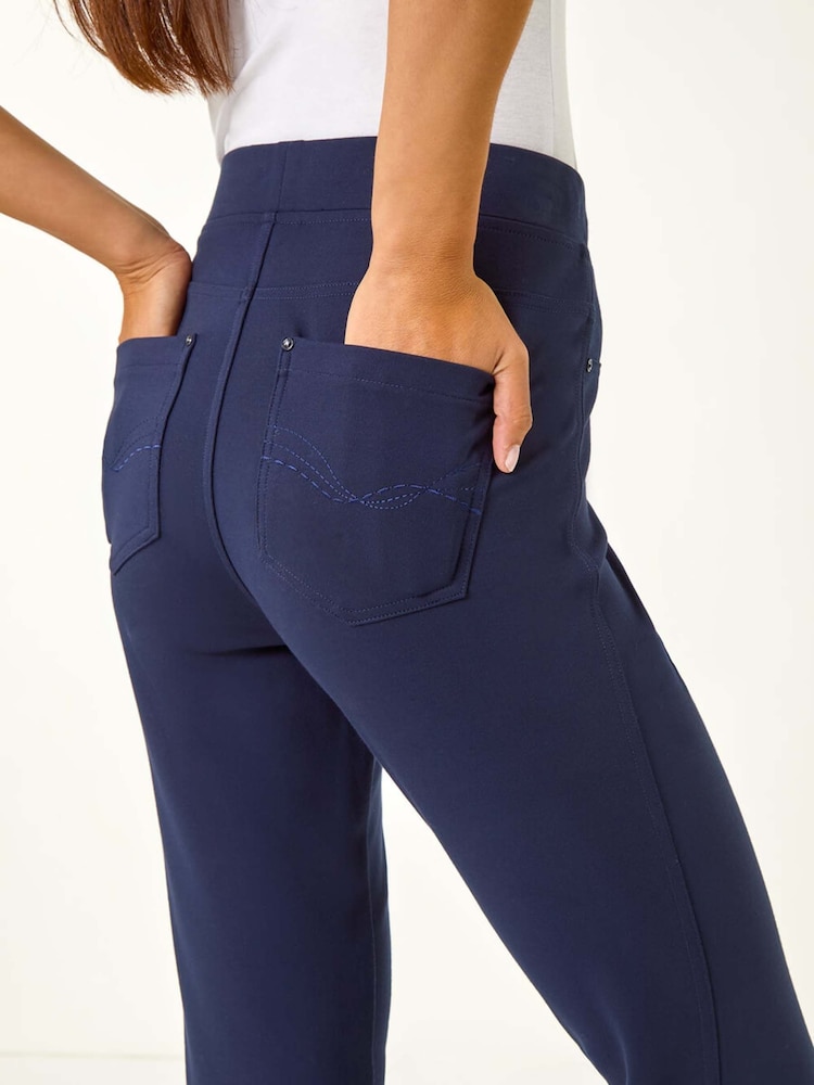Azul - Roman Petite Elastic Waist Ponte Stretch Jeans - Imagen 5 de 5 Azul - Roman Petite Elastic Waist Ponte Stretch Jeans - Imagen 5 de 5