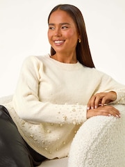Roman Natural Petite Pearl Gradient Detail Jumper - Image 1 of 5