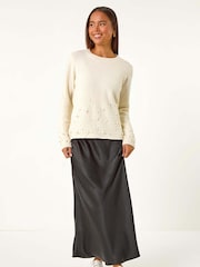 Roman Natural Petite Pearl Gradient Detail Jumper - Image 2 of 5