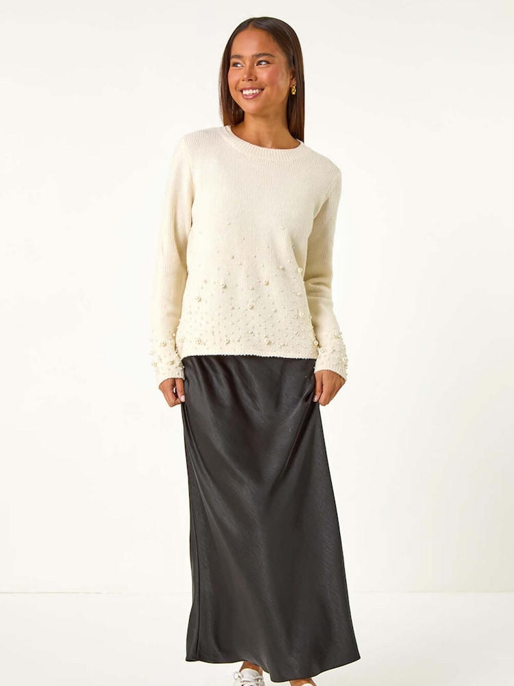 Roman Natural Petite Pearl Gradient Detail Jumper - Image 2 of 5
