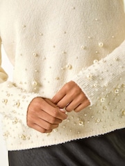 Roman Natural Petite Pearl Gradient Detail Jumper - Image 5 of 5