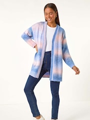 Roman Blue Petite Ombre Space Dye 100% Cotton Cardigan - Image 3 of 6