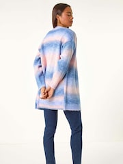 Roman Blue Petite Ombre Space Dye 100% Cotton Cardigan - Image 4 of 6