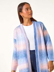 Roman Blue Petite Ombre Space Dye 100% Cotton Cardigan - Image 5 of 6