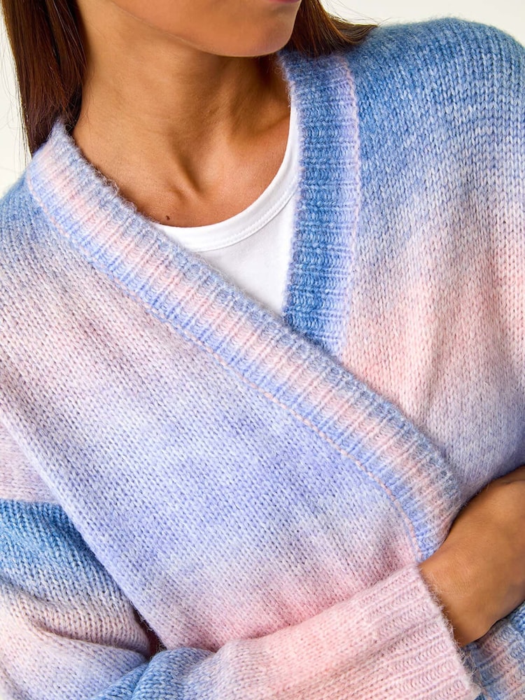 Roman Blue Petite Ombre Space Dye 100% Cotton Cardigan - Image 6 of 6
