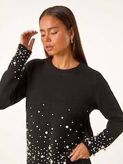 Roman Black Petite Pearl Gradient Detail Jumper - Image 4 of 5