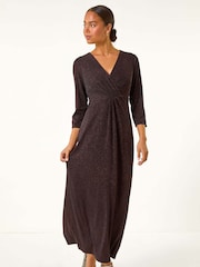 Metallic - Roman Petite Gerafftes Glitzer-Maxi-Stretchkleid - Bild 1 von 6