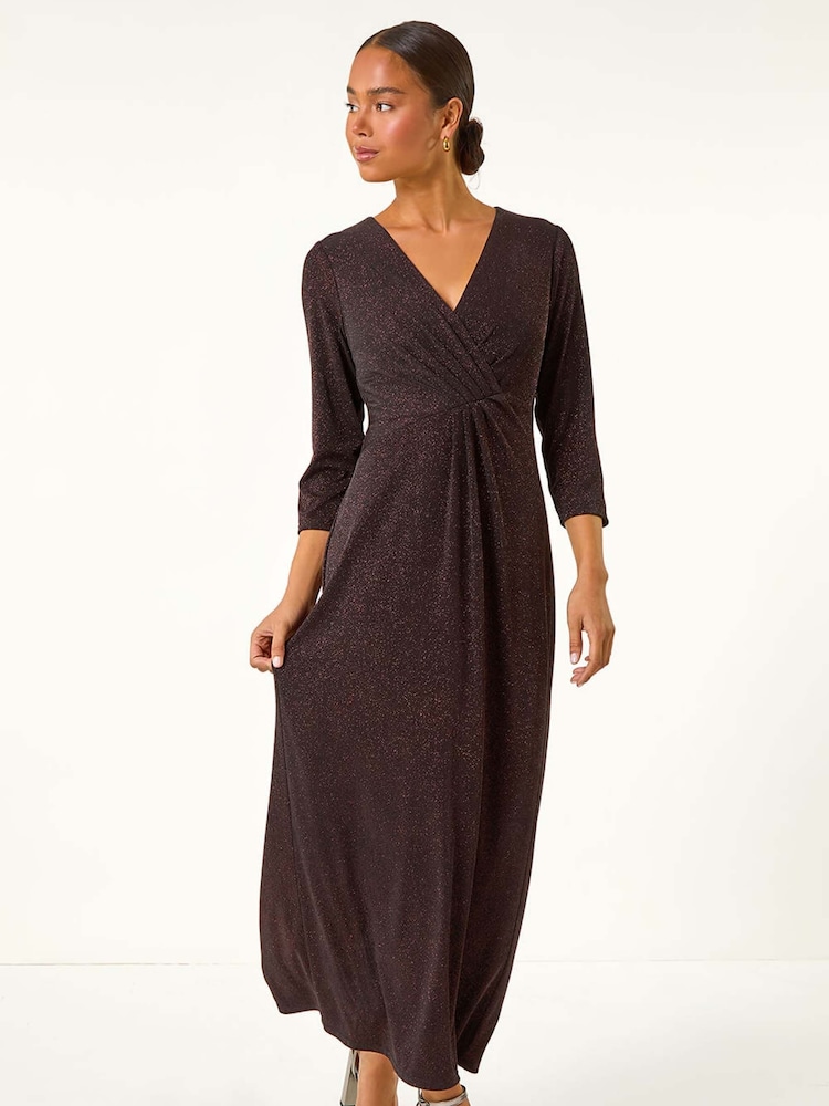 Metallic - Roman Petite Gerafftes Glitzer-Maxi-Stretchkleid - Bild 1 von 6
