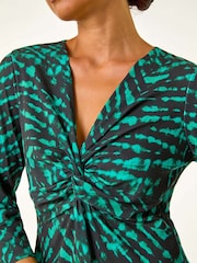 Roman Green Petite Abstract Twist Front Dress - Image 5 of 5