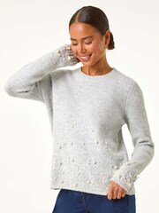 Roman Grey Petite Pearl Gradient Detail Jumper - Image 5 of 6