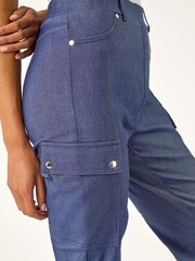 Roman Blue Petite Elastic Waist Bengaline Cargo Trousers - Image 5 of 5