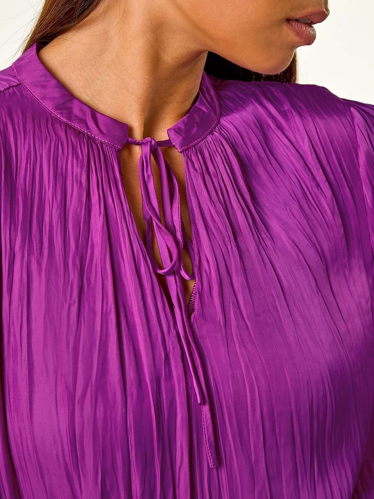 Roman Pink Petite Crushed Pleat Tier Dress - Image 7 of 7
