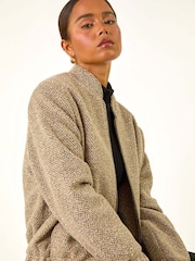 Roman Natural Petite Textured Bomber Style Jacket - Image 1 of 6