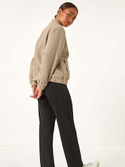 Roman Natural Petite Textured Bomber Style Jacket - Image 4 of 6