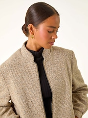 Roman Natural Petite Textured Bomber Style Jacket - Image 6 of 6