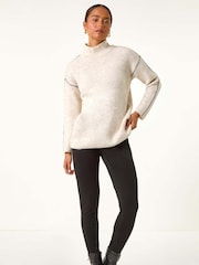 Roman Natural Petite Contrast Stitch Jersey Jumper - Image 2 of 5