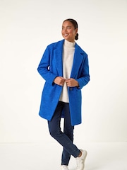 Roman Blue Petite Buttoned Coat - Image 1 of 6