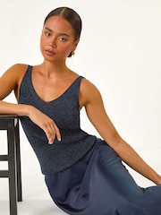 Roman Blue Petite Satin Bias Cut Skirt - Image 1 of 5