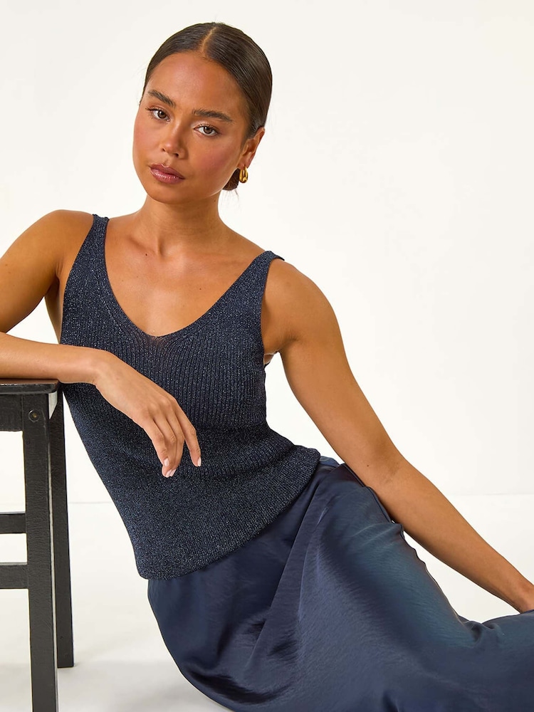 Roman Blue Petite Satin Bias Cut Skirt - Image 1 of 5