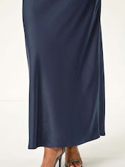 Roman Blue Petite Satin Bias Cut Skirt - Image 5 of 5