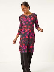 Roman Red Petite Abstract Top & Trousers Set - Image 1 of 5