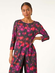 Roman Red Petite Abstract Top & Trousers Set - Image 3 of 5