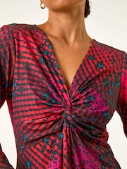 Roman Red Petite Abstract Twist Front Dress - Image 5 of 5