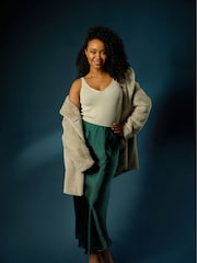 Roman Green Petite Satin Bias Cut Skirt - Image 1 of 7