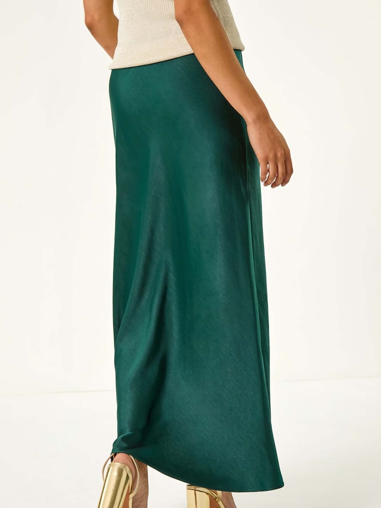 Roman Green Petite Satin Bias Cut Skirt - Image 5 of 7