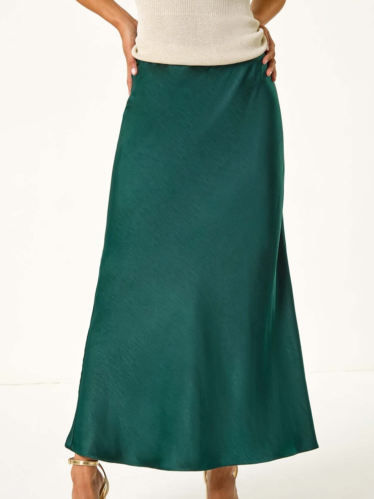 Roman Green Petite Satin Bias Cut Skirt - Image 6 of 7