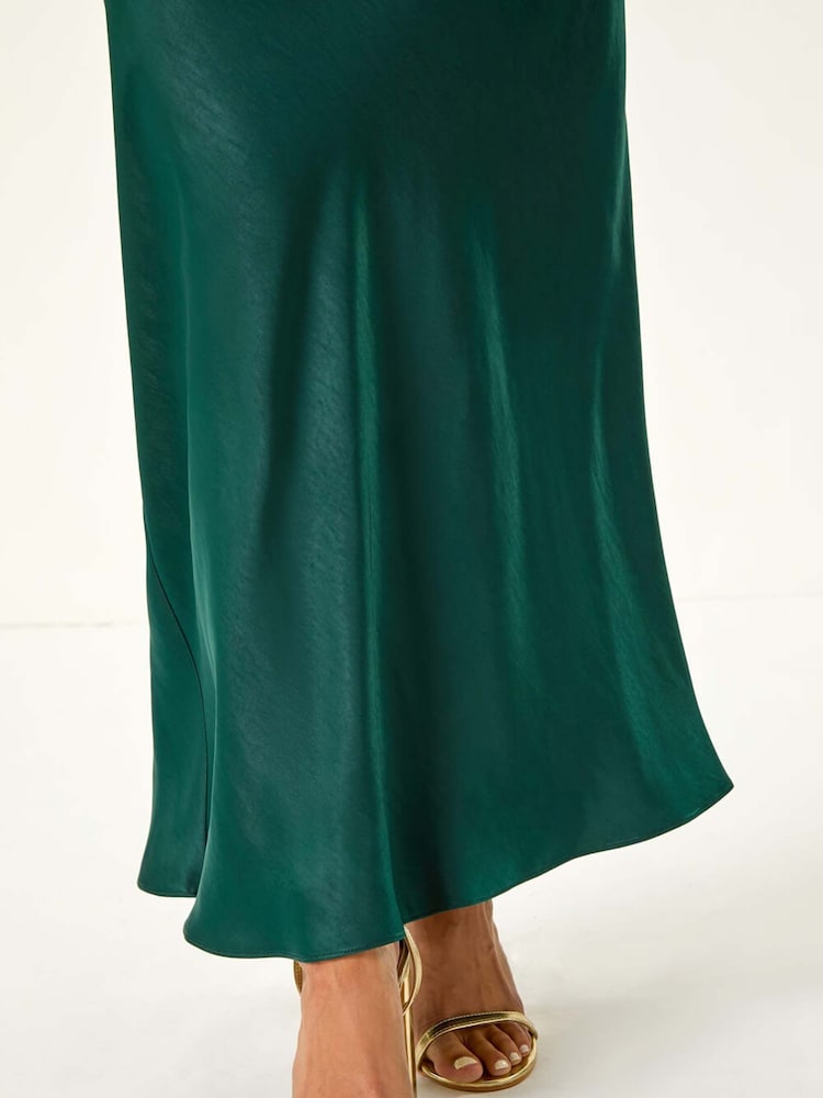 Roman Green Petite Satin Bias Cut Skirt - Image 7 of 7