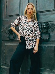 Roman Green Petite Jacquard Wide Leg Trousers - Image 1 of 1