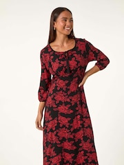 Roman Red Petite Floral Stretch Midi Dress - Image 2 of 5