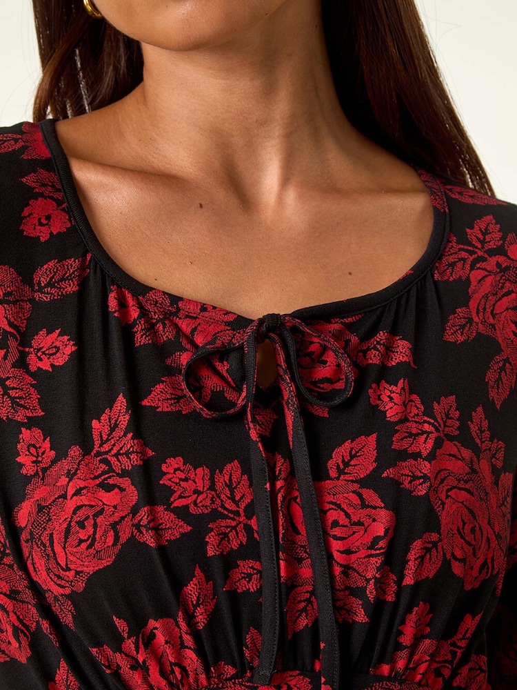 Roman Red Petite Floral Stretch Midi Dress - Image 5 of 5