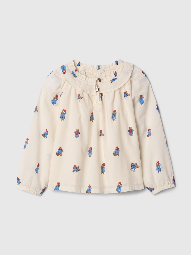 Gap Cream Paddington Ruffle Neck Shirt Top (6mths-5yrs) - Image 1 of 3