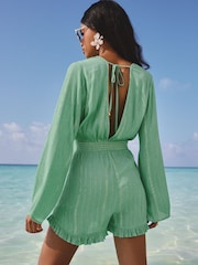 Lipsy Teal Mini Playsuit Beach Cover-Up - Image 3 of 4