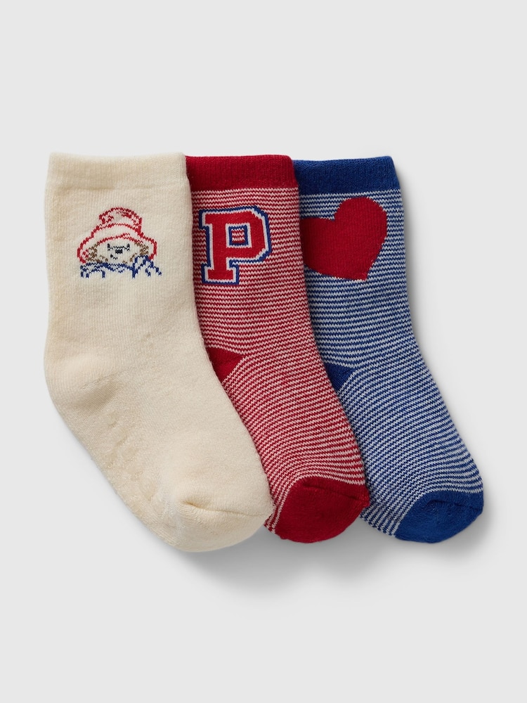 Gap Red Paddington Organic Cotton Crew Socks (3-Pack) (Newborn-24mths) - Image 1 of 1