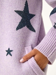 Roman Purple Petite Metallic Star Pocket Cardigan - Image 5 of 5