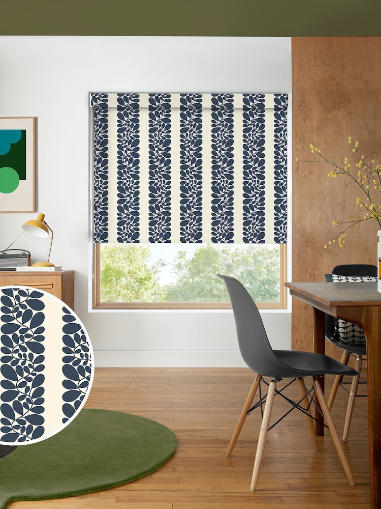 Orla Kiely Navy Blue Sycamore Stripe Made to Measure Roller Blind - Image 1 of 6
