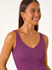 Roman Pink Ribbed Shimmer Knit Vest - Image 4 of 5